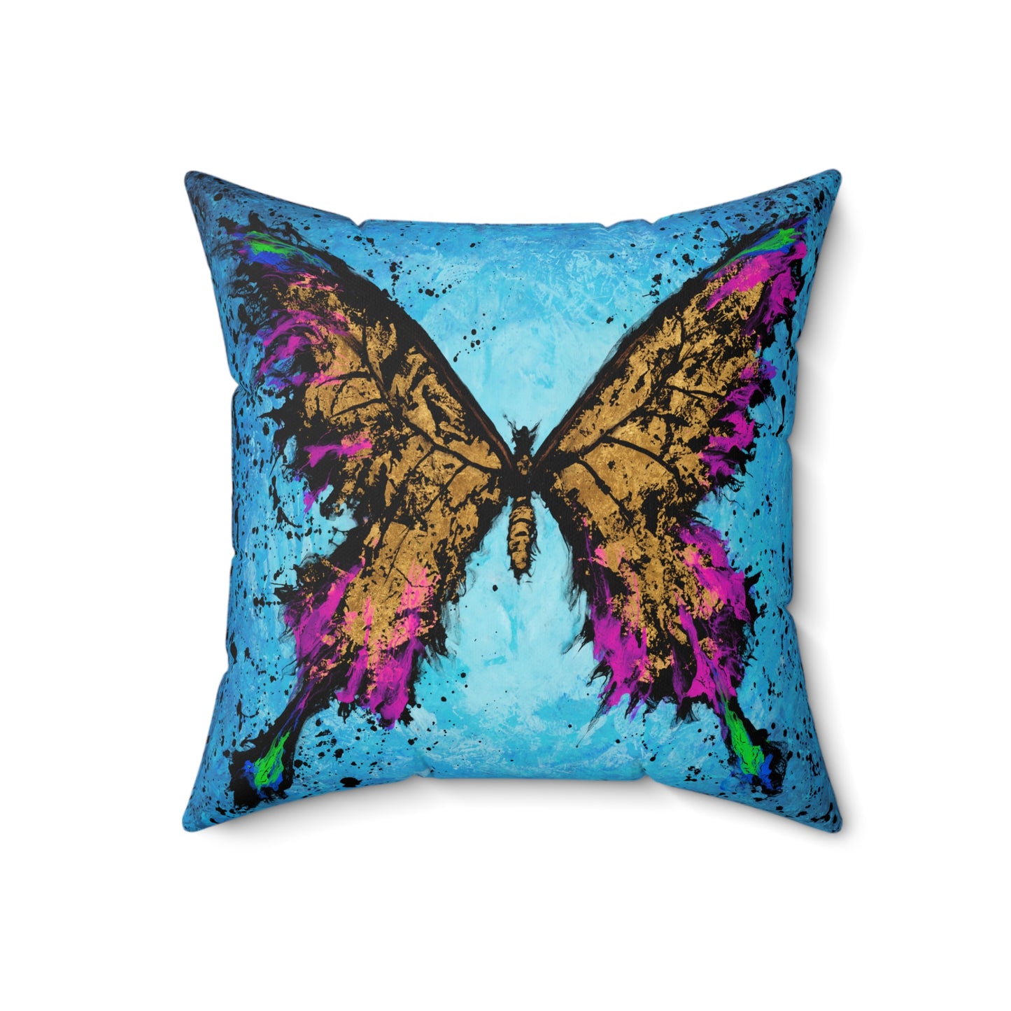 Spun Polyester Square Pillow - Wings of Gold