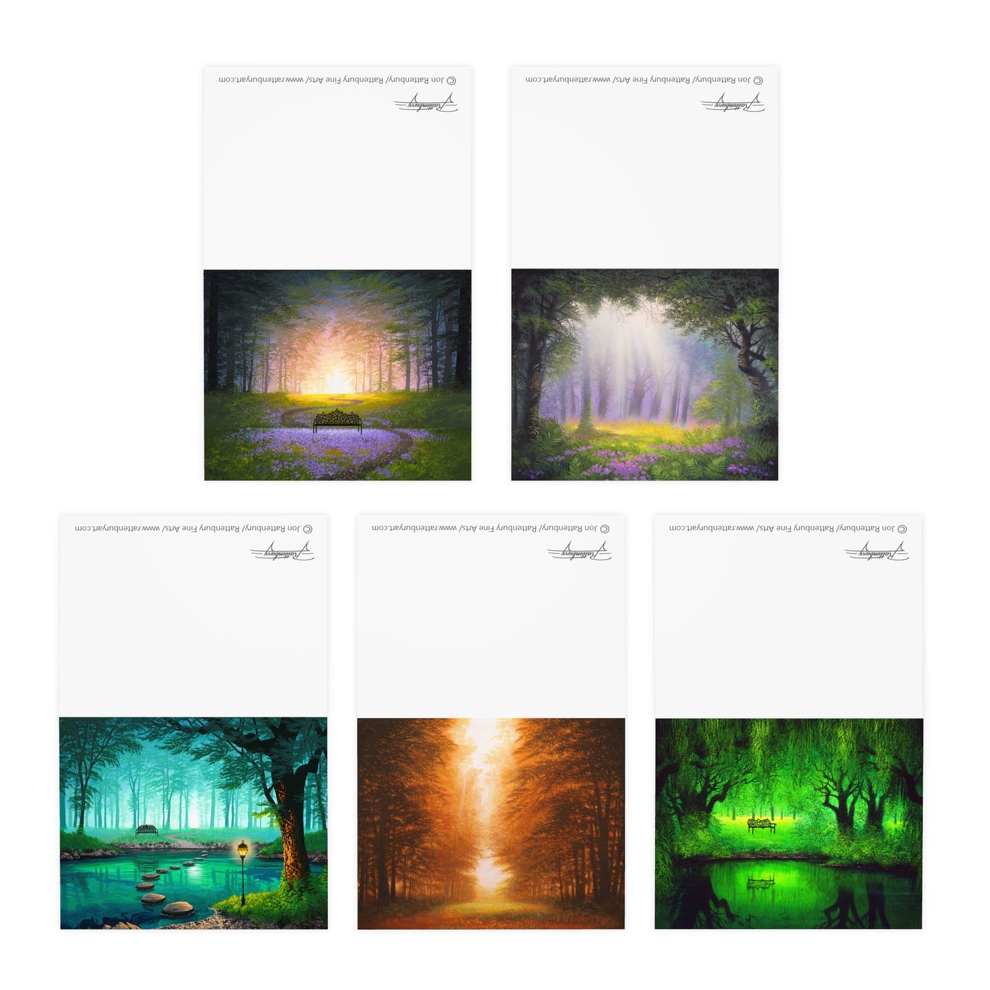 Multi-Design Greeting Cards (5-Pack) Forest scenes