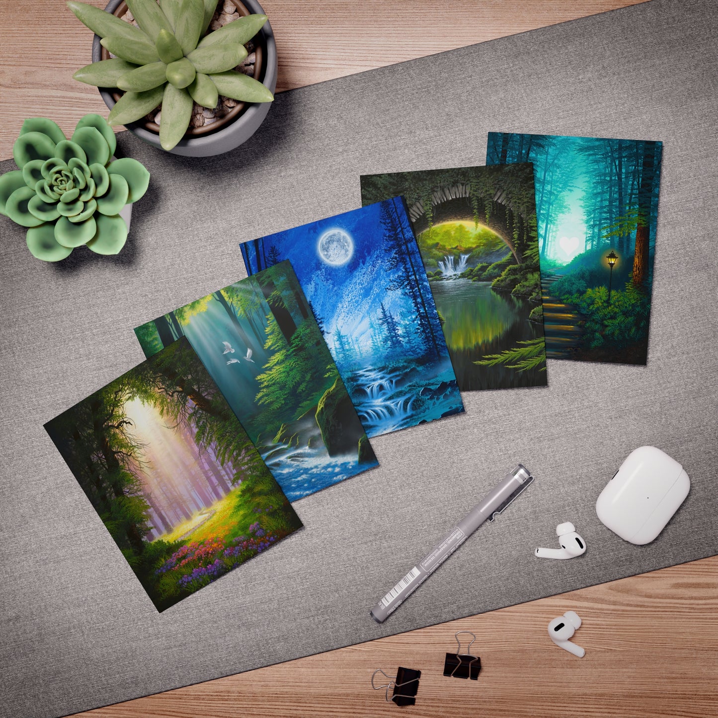 Multi-Design Greeting Cards (5-Pack) Forest scenes