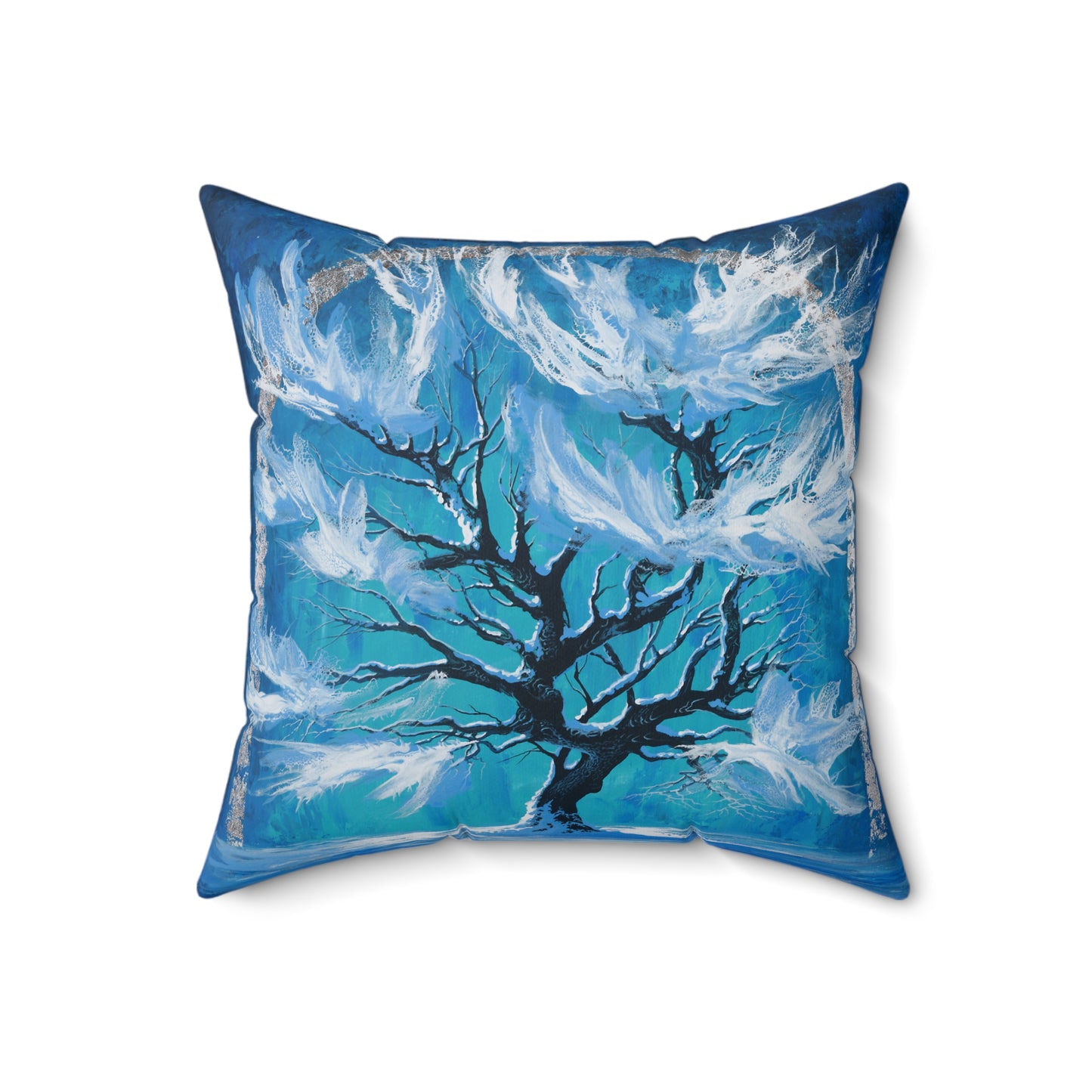 Spun Polyester Square Pillow - Silver Oak Winter