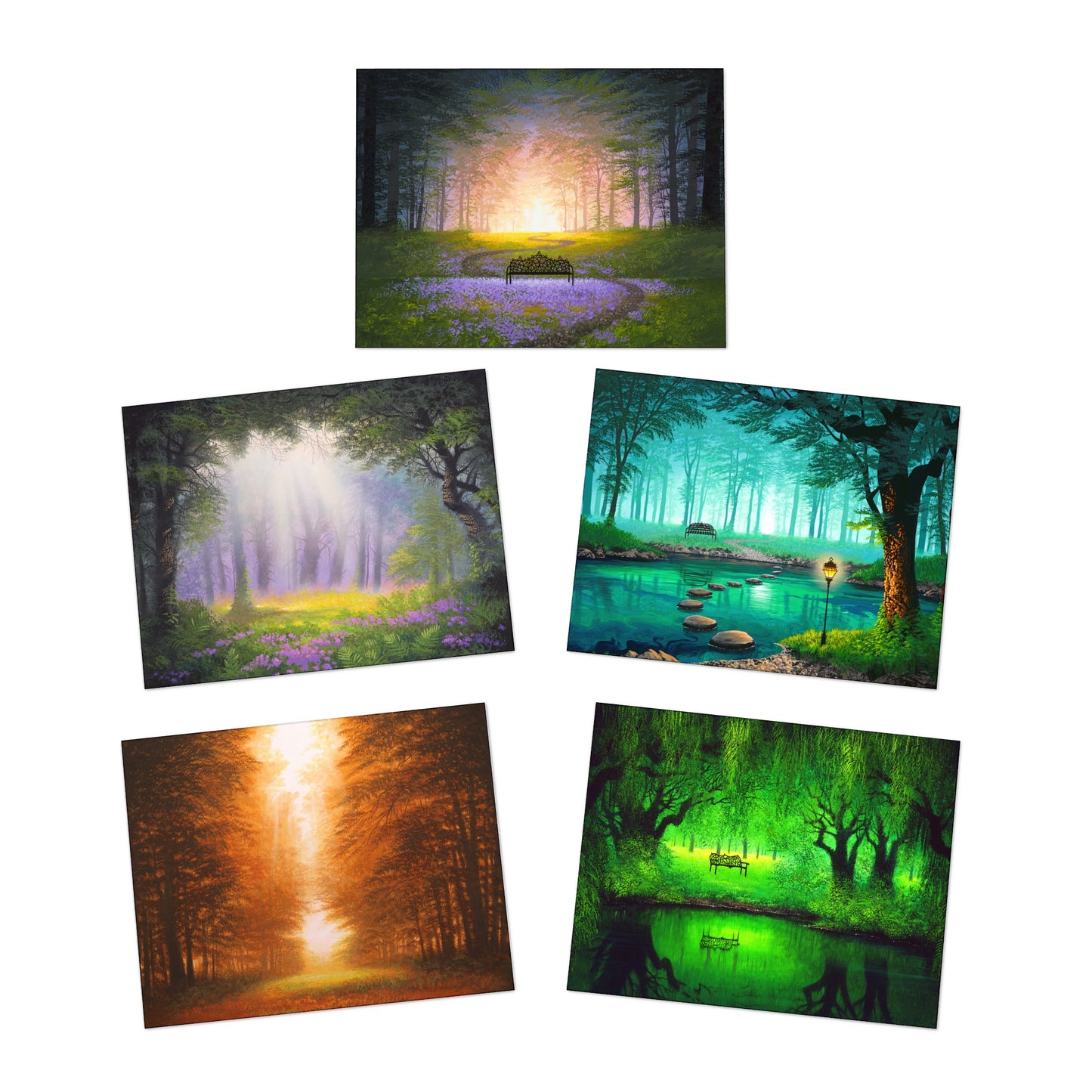 Multi-Design Greeting Cards (5-Pack) Forest scenes