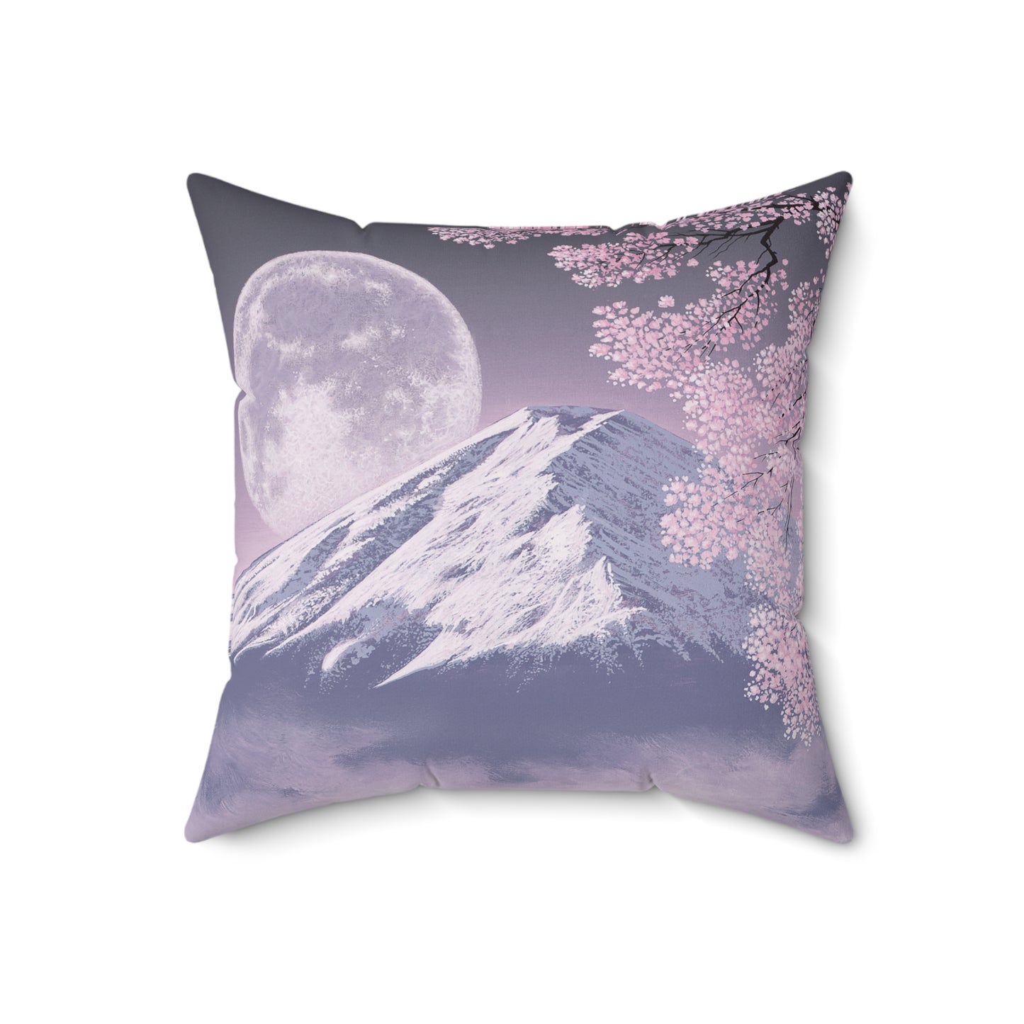 Spun Polyester Square Pillow - Evening Sakura