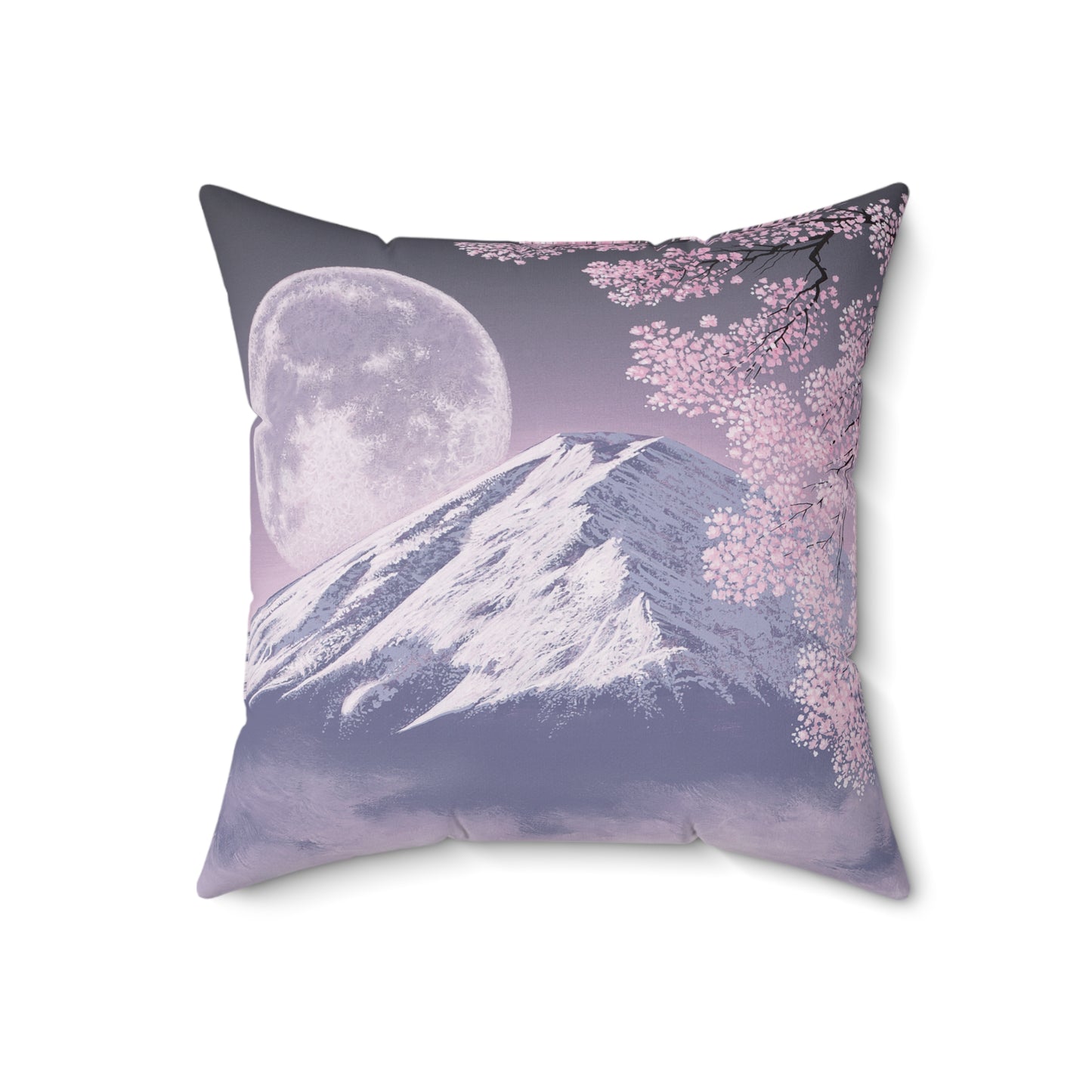 Spun Polyester Square Pillow - Evening Sakura
