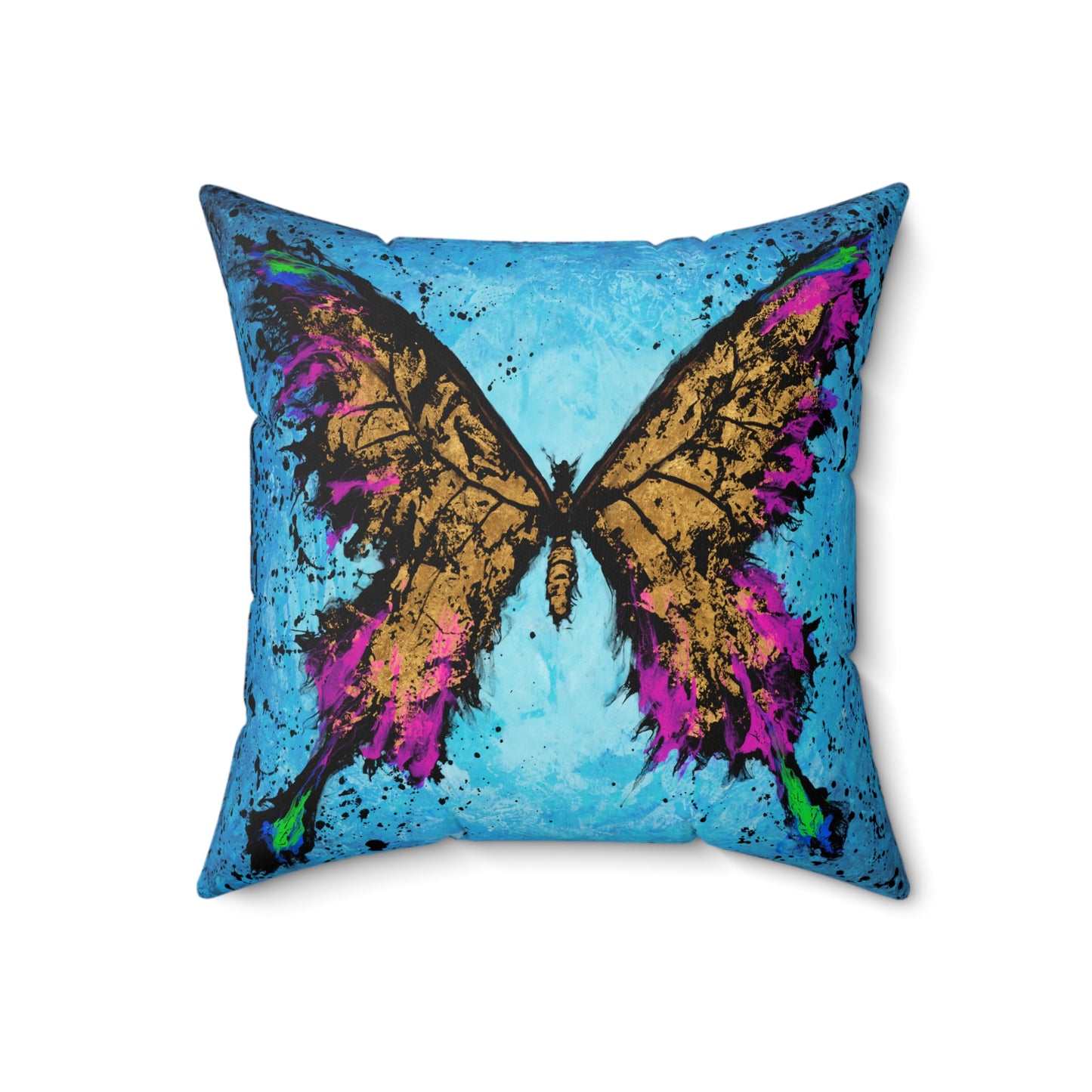Spun Polyester Square Pillow - Wings of Gold