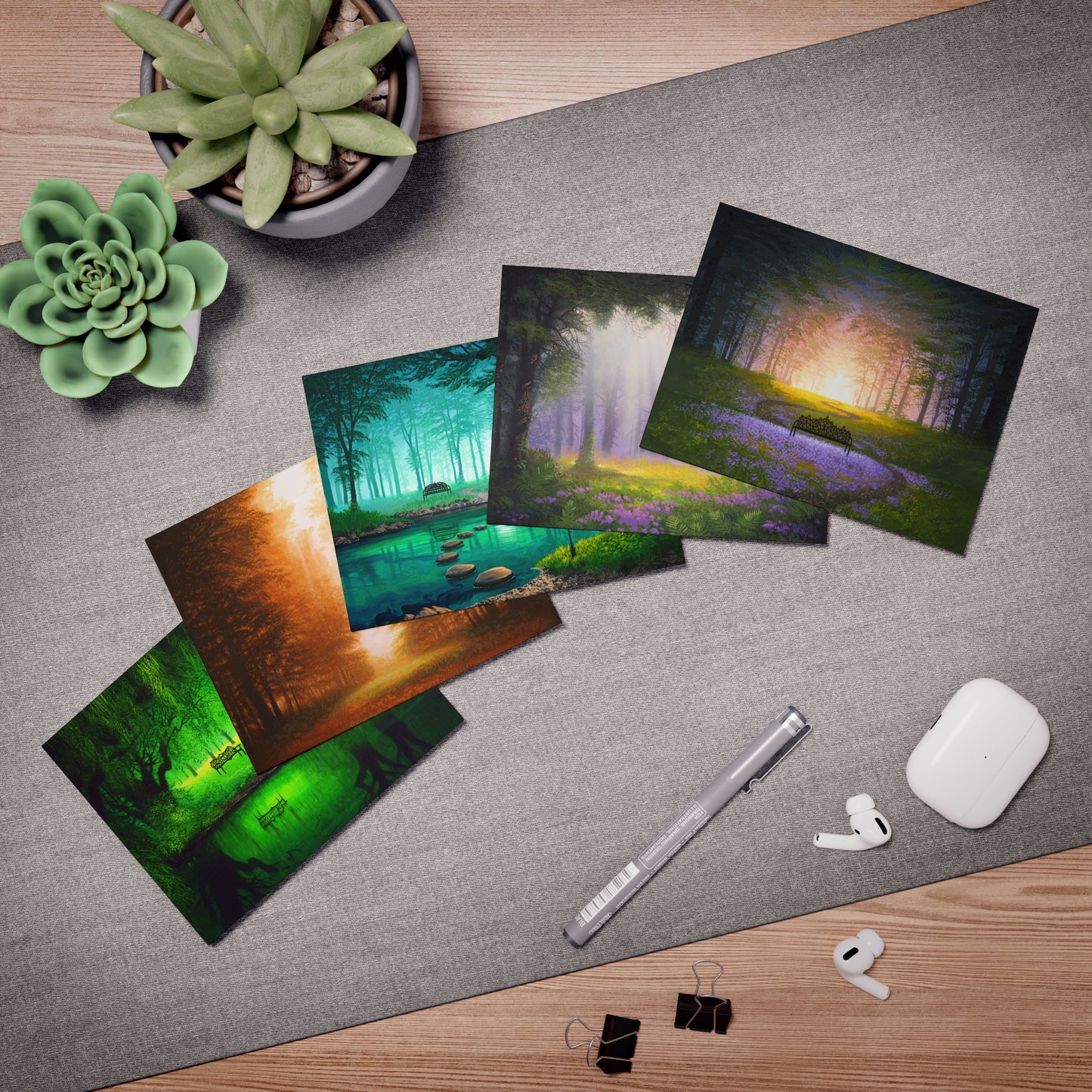 Multi-Design Greeting Cards (5-Pack) Forest scenes