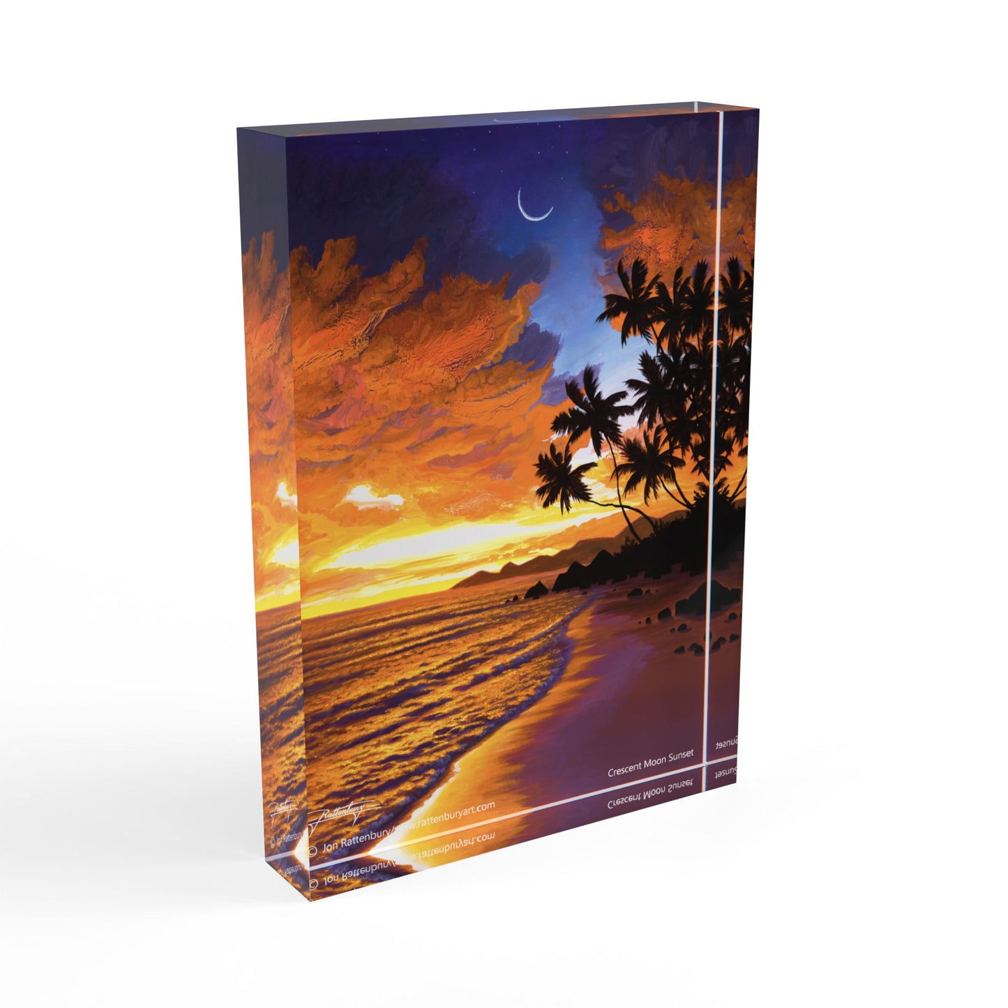 Acrylic Photo Block - Crescent Moon Sunset
