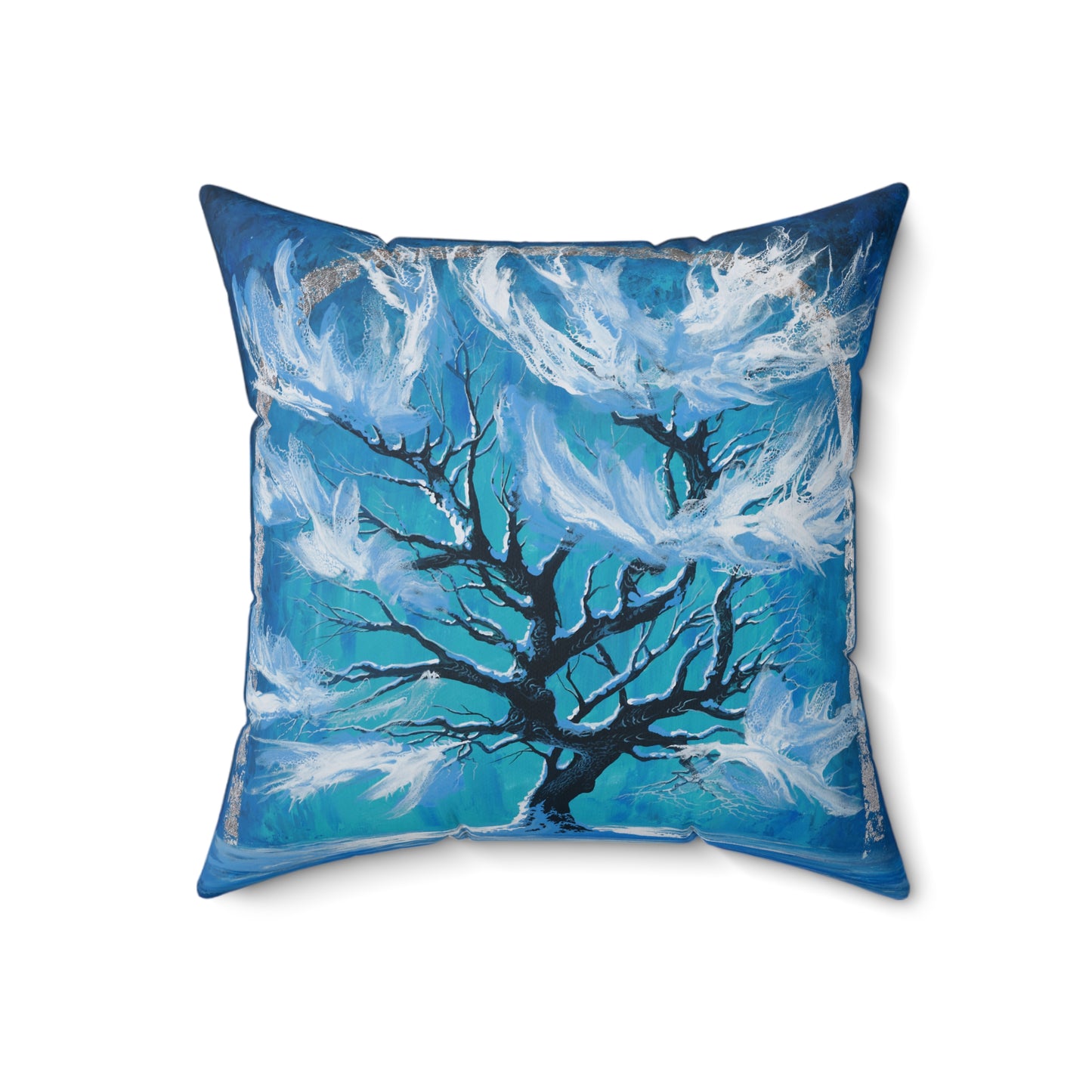 Spun Polyester Square Pillow - Silver Oak Winter