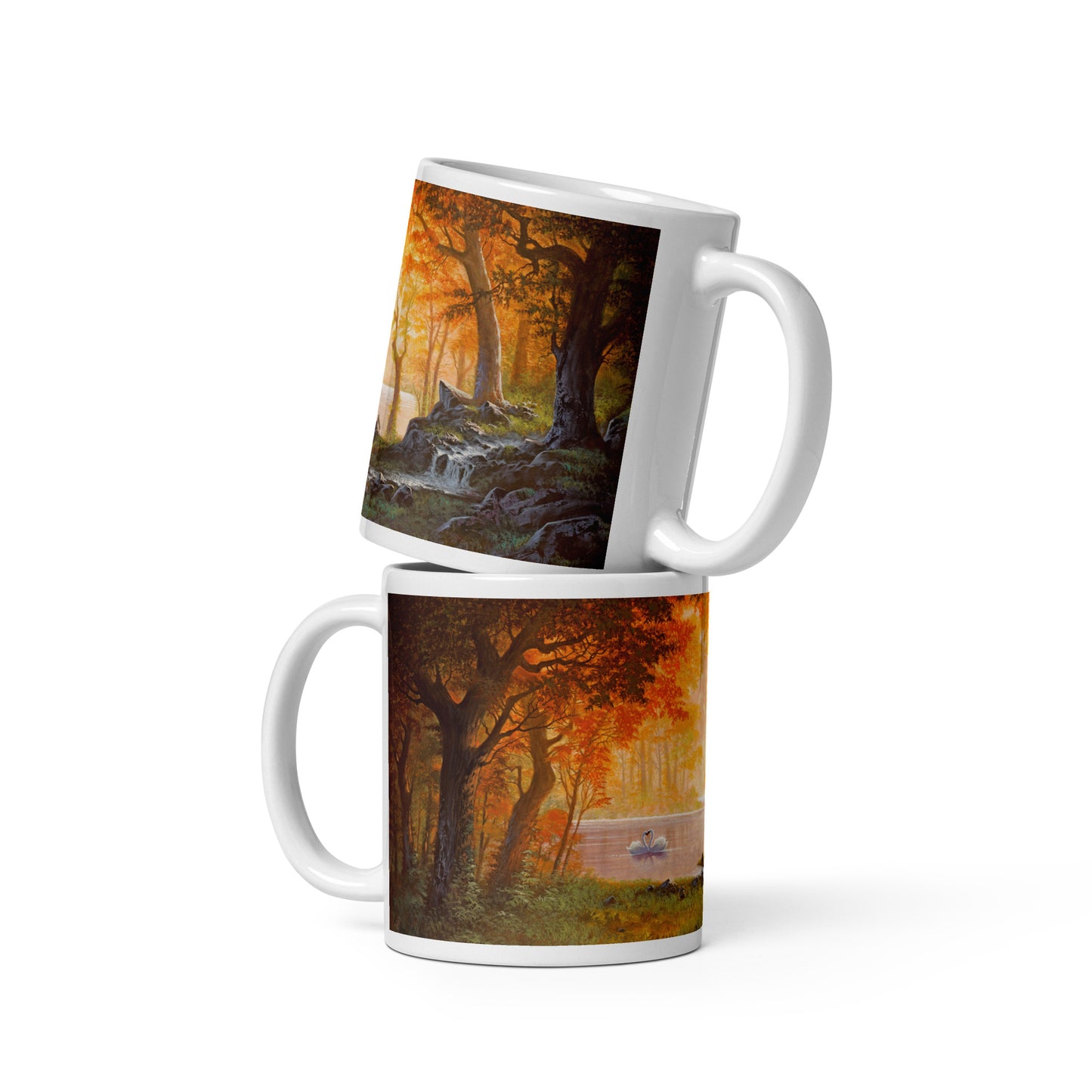 White glossy mug - Autumn Heart