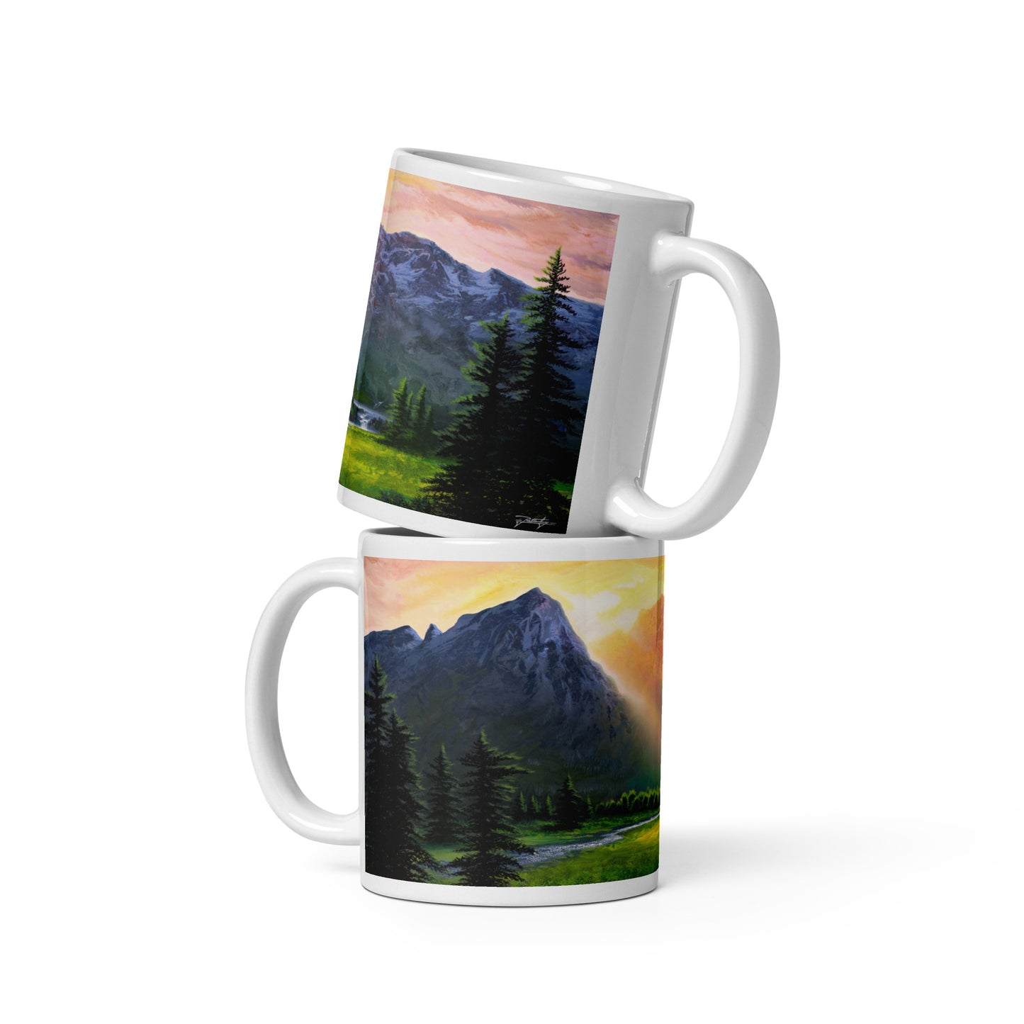 White glossy mug - Embrace of Dawn
