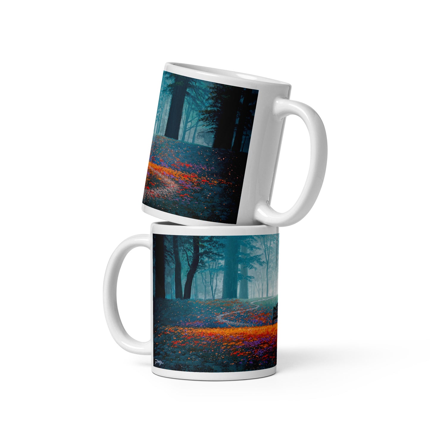 White glossy mug - The Autumn Bench