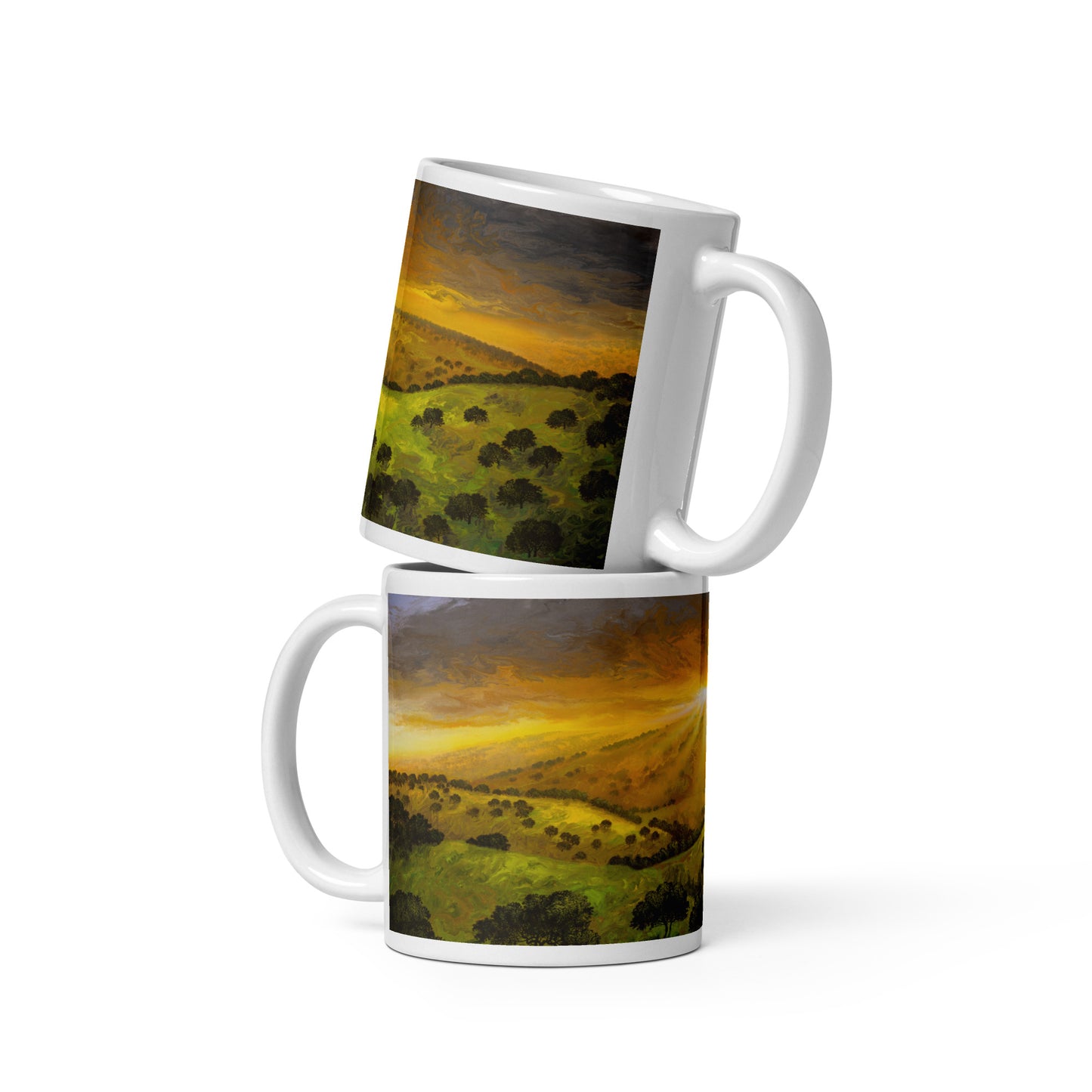 White glossy mug - Into the Golden Horizon