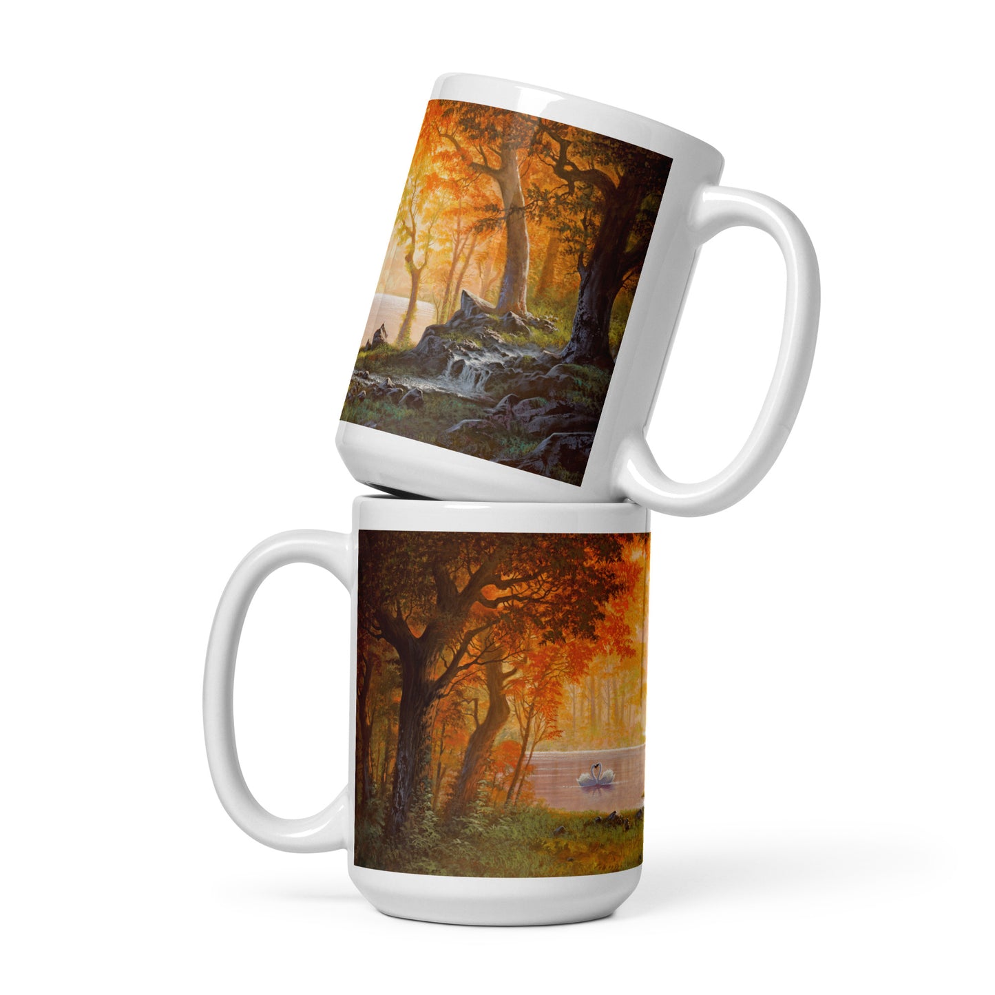 White glossy mug - Autumn Heart