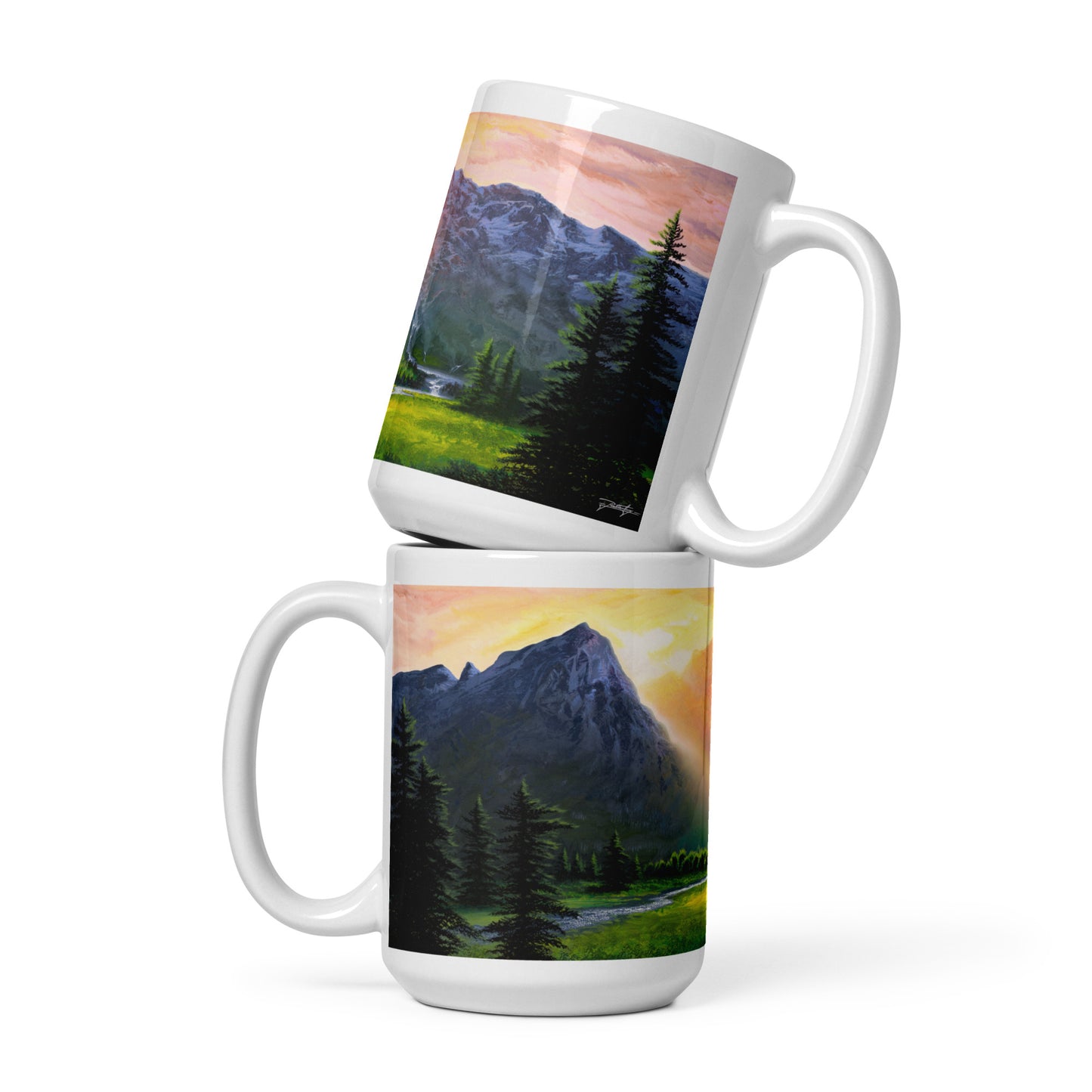 White glossy mug - Embrace of Dawn