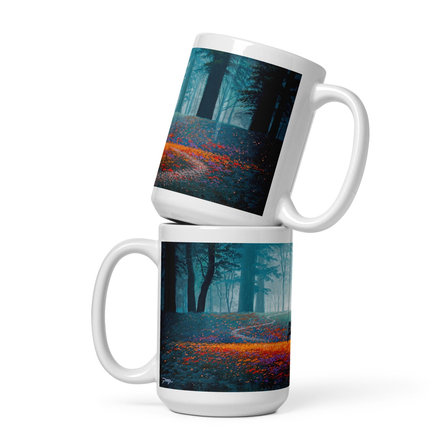 White glossy mug - The Autumn Bench