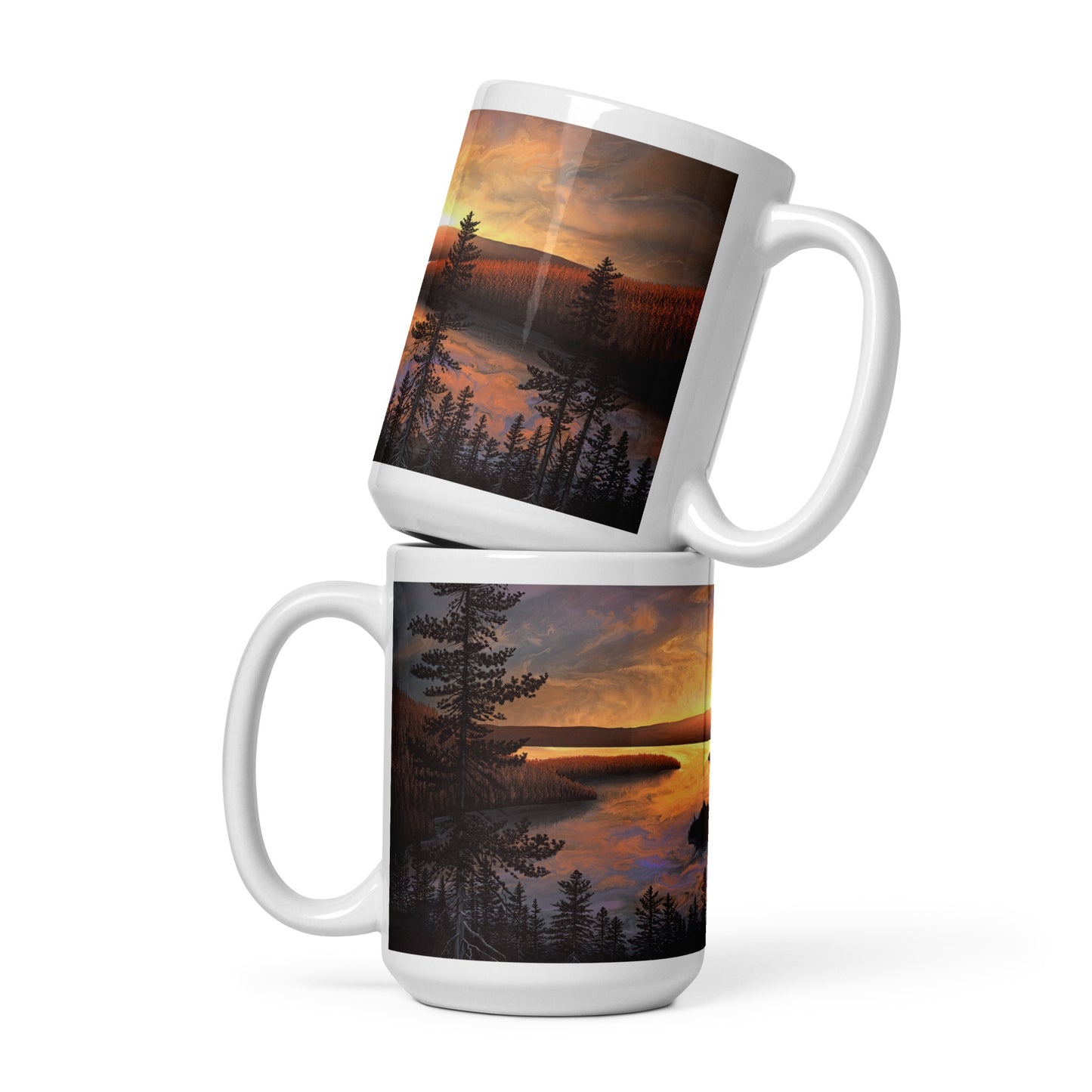 White glossy mug - Emerald Bay Sunrise