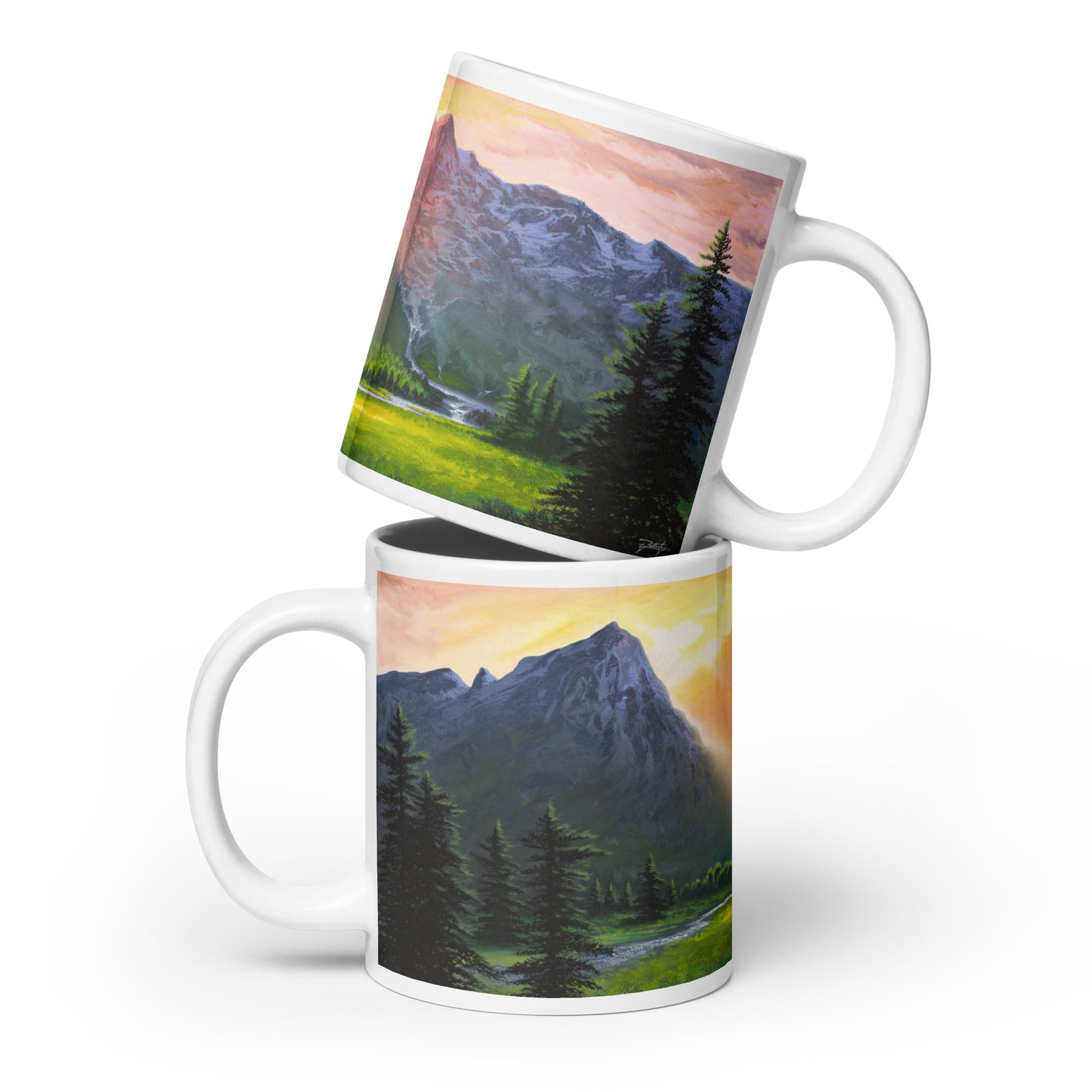 White glossy mug - Embrace of Dawn