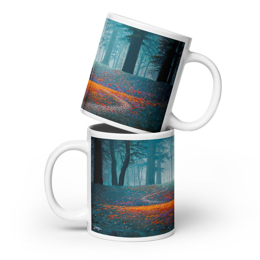 White glossy mug - The Autumn Bench