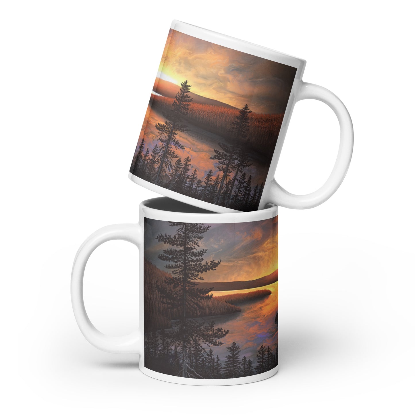White glossy mug - Emerald Bay Sunrise