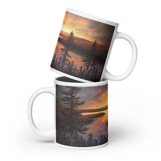 White glossy mug - Emerald Bay Sunrise