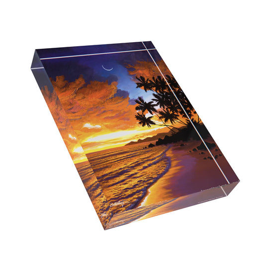 Acrylic Photo Block - Crescent Moon Sunset