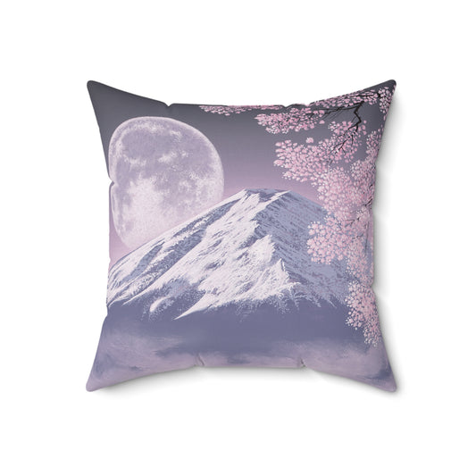 Spun Polyester Square Pillow - Evening Sakura