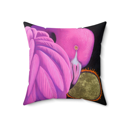 Spun Polyester Square Pillow - Flamingo Sun