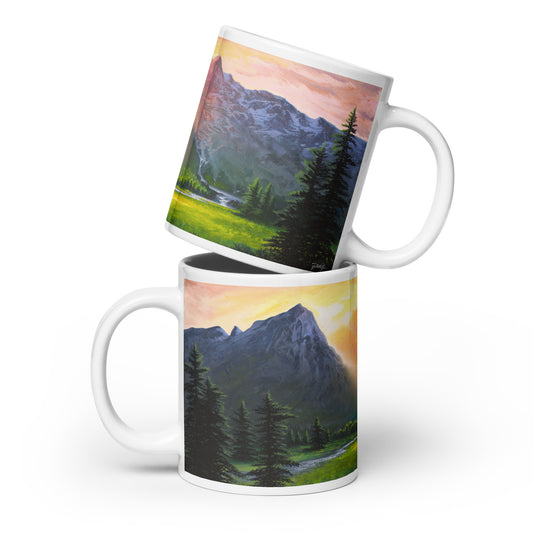 White glossy mug - Embrace of Dawn